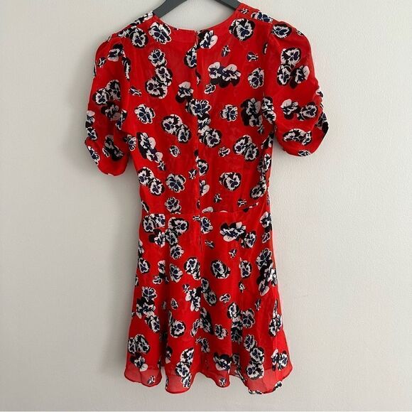 Realisation Par The Ozzie Pansy Mini Dress V-Neck Floral Red Mini - Picture 10 of 11